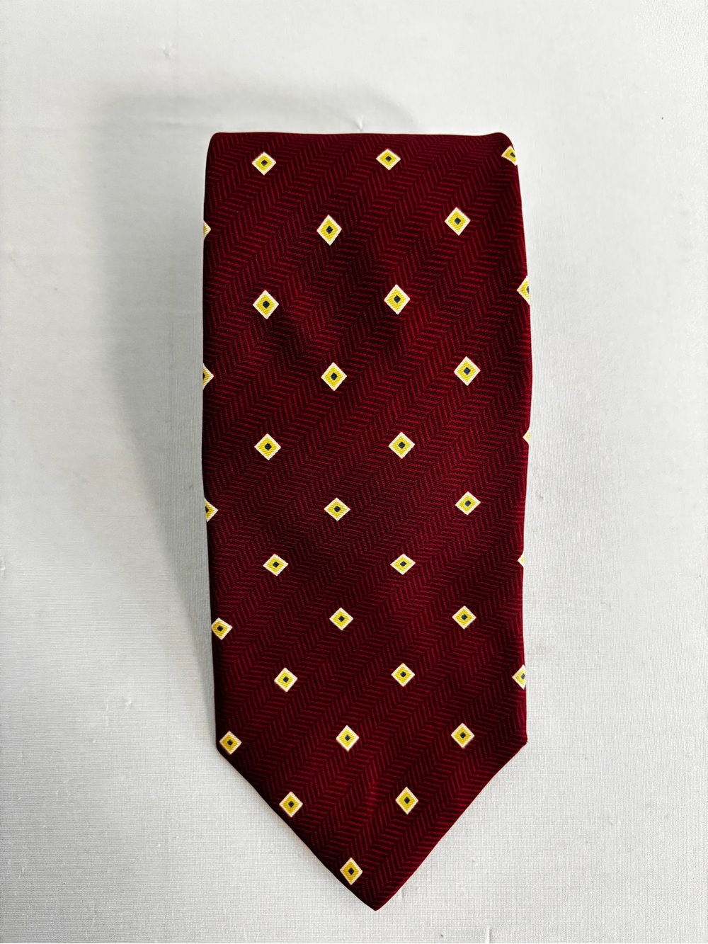 Vintage Brooks Brothers Makers Silk Tie Red Herringbone Geometric USA